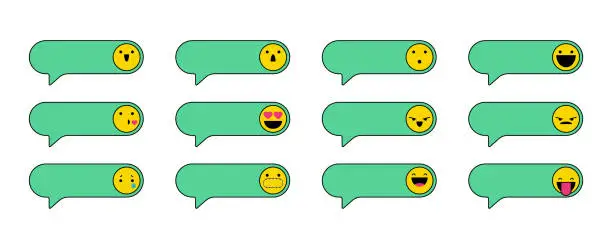 Vector illustration of Emoticon reactions collection