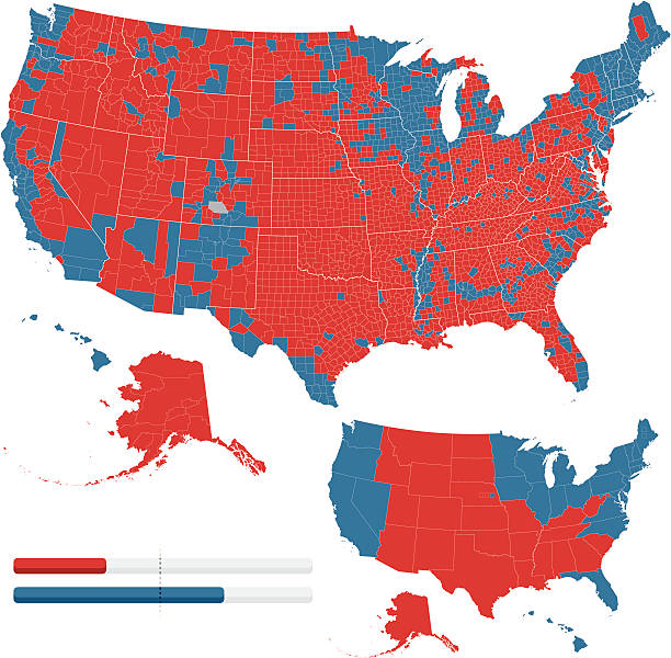 大統領選挙結果 2008 年 - map usa election counties点のイラスト素材／クリップアート素材／マンガ素材／アイコン素材