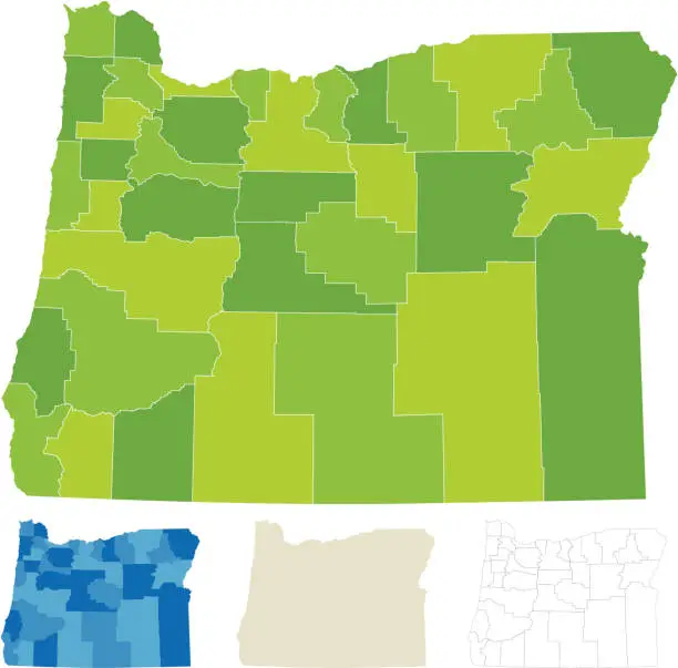 Vector illustration of Oregon County Map