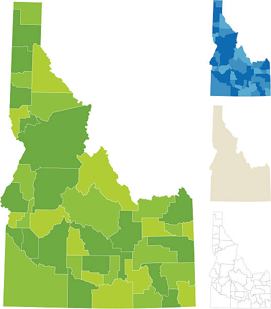 айдахо графство карта - idaho boise map cartography stock illustrations