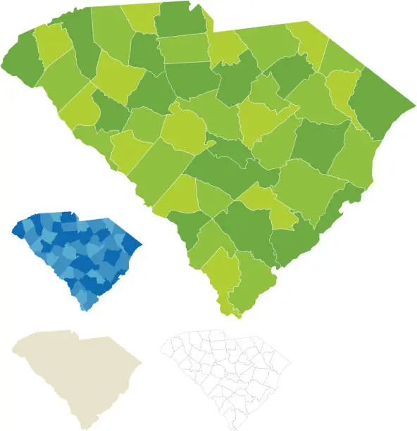 Vector illustration of South Carolina County Map