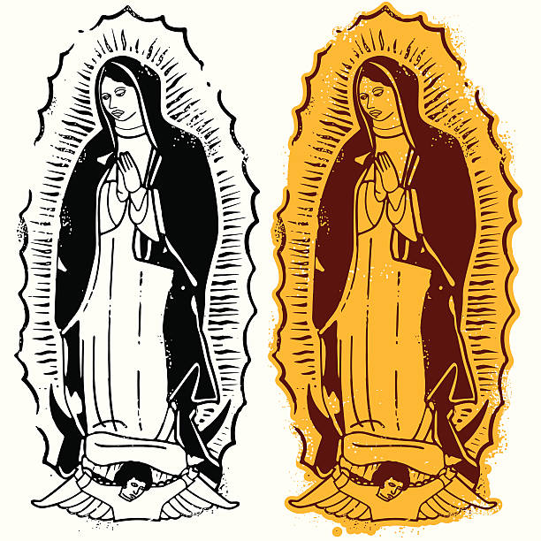 illustrazioni stock, clip art, cartoni animati e icone di tendenza di la vergine maria di guadalupe - cattolicesimo illustrazioni