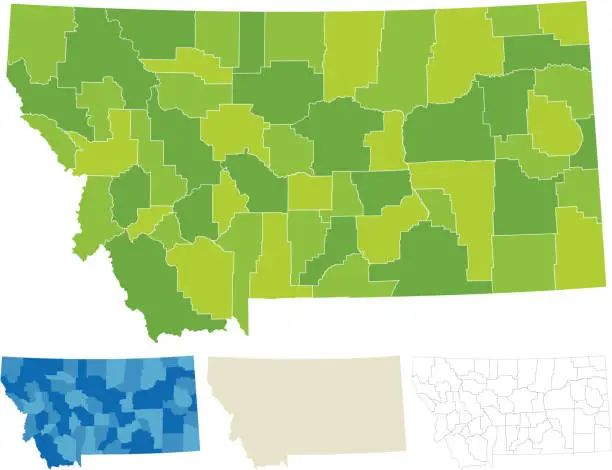 Vector illustration of Montana County Map