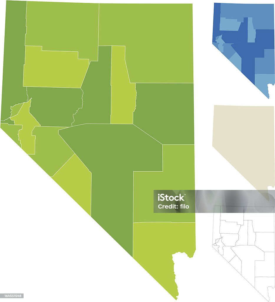 Nevada County mapa - Vetor de Nevada royalty-free