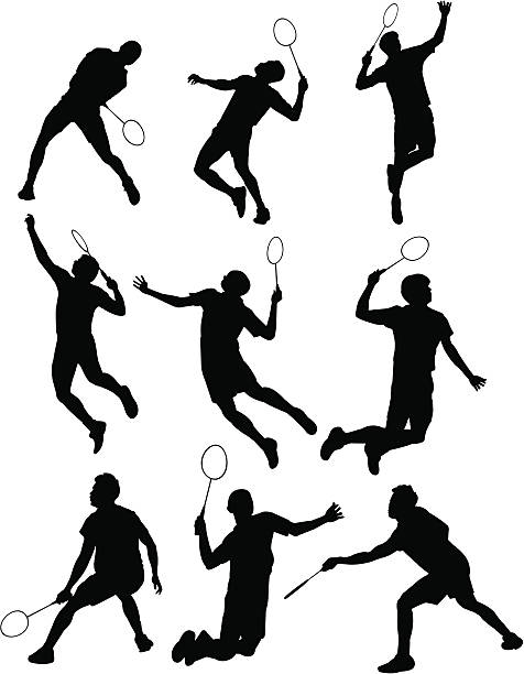 badminton-silhouette - federball stock-grafiken, -clipart, -cartoons und -symbole