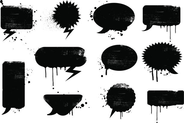 гранж речи пузыри - spray paint graffiti drop black stock illustrations