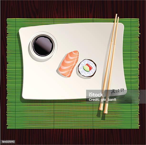 Sushi - Immagini vettoriali stock e altre immagini di Cucina giapponese - Cucina giapponese, Tovaglietta all'americana, Bacchette cinesi