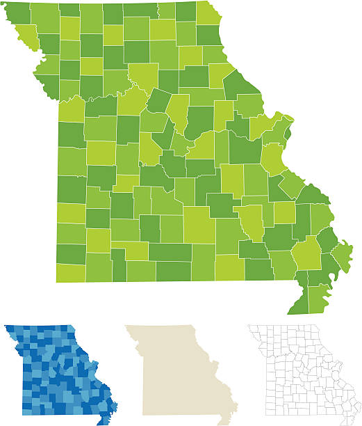 ミズーリ州郡マップ - map usa election counties点のイラスト素材／クリップアート素材／マンガ素材／アイコン素材