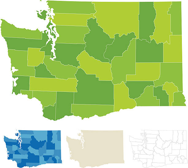 ワシントン郡マップ - washington state state map outline点のイラスト素材／クリップアート素材／マンガ素材／アイコン素材