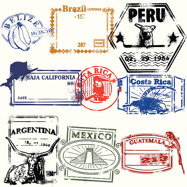 stamps de la raza» - argentina mexico stock illustrations