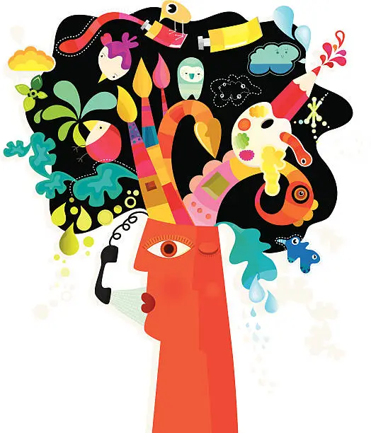 Vector illustration of Head and Creativity