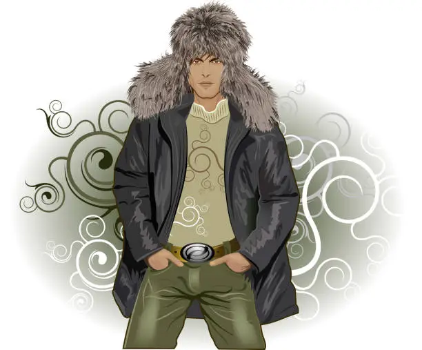 Vector illustration of Fashionable winter man