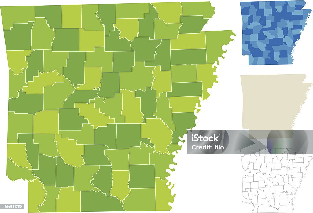 Mapa del condado de Arkansas - arte vectorial de Arkansas libre de derechos