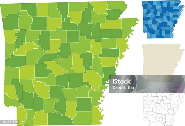 Арканзас Графство Карта — стоковая векторная графика и другие изображения на тему Арканзас - Арканзас, Карта, Район