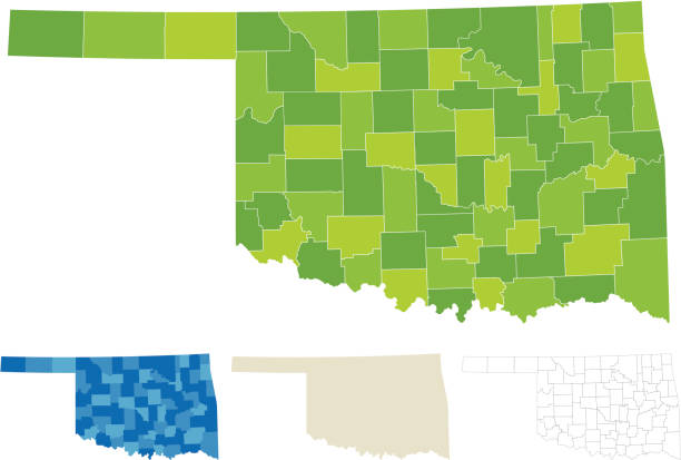 オクラホマ州マップ - oklahoma map cartography topography点のイラスト素材／クリップアート素材／マンガ素材／アイコン素材