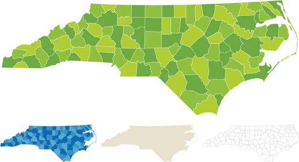 north carolina hrabstwo mapy - county durham stock illustrations