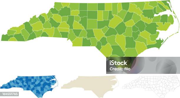 North Carolina County Map Stock Illustration - Download Image Now - North Carolina - US State, Map, District