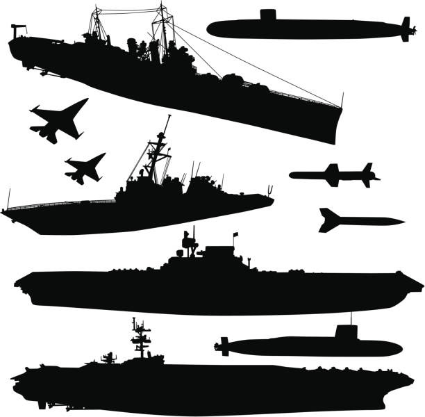 ilustraciones, imágenes clip art, dibujos animados e iconos de stock de militares, barcos y elementos - portaaviones