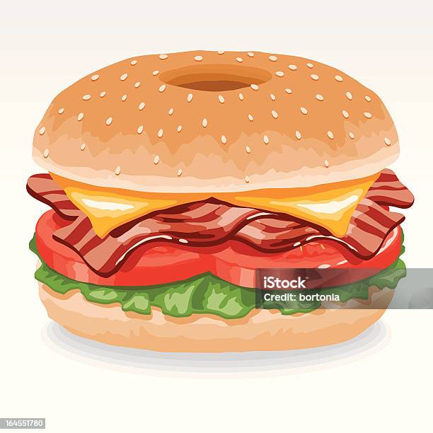 Blt Sandwich Auf Einem Bagel Stock Vektor Art und mehr Bilder von Speck-Salat-Tomaten-Sandwich - Speck-Salat-Tomaten-Sandwich, Bagel, Gemüse