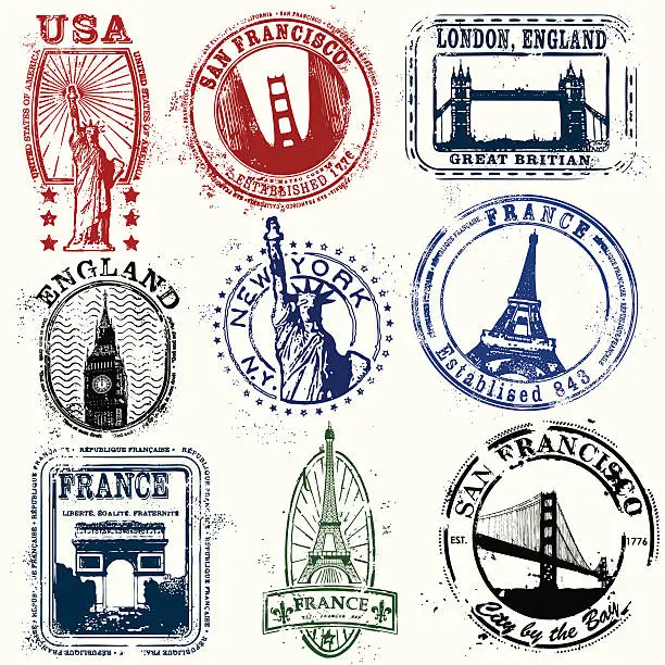 Vector illustration of Stylized Stamps of the West