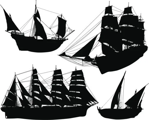 Vector illustration of Historial Sailing Ships