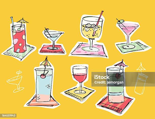 カクテルの図面のナプキン - お祝いのベクターアート素材や画像を多数ご用意 - お祝い, アルコール飲料, イラストレーション