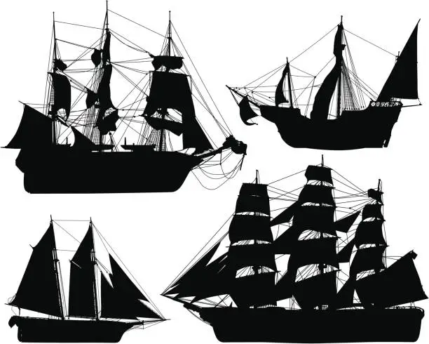 Vector illustration of Historical Ship Collection