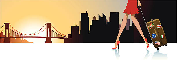 ilustrações, clipart, desenhos animados e ícones de pôr do sol de n.y. - new york city skyline bridge brooklyn