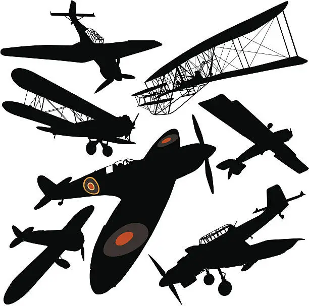 Vector illustration of Historical Plane Collection