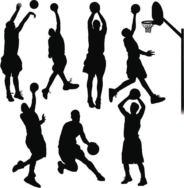 베스킷볼 플레이어 - basketball sport basketball player slam dunk stock illustrations