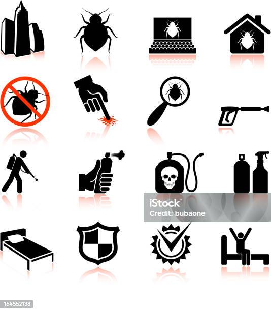 Ilustración de Chinche Epidemia Y Exterminio Negro Conjunto De Iconos De Vector Blanco y más Vectores Libres de Derechos de Chinche