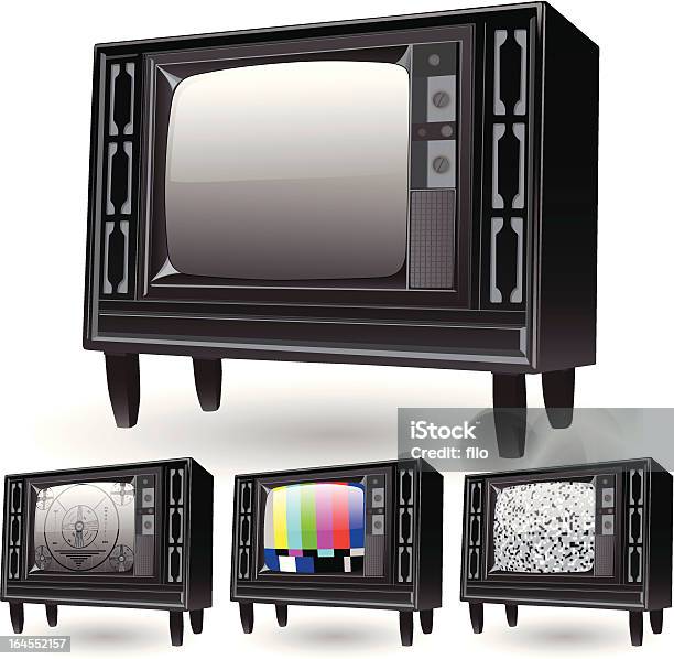 Ilustración de Retro Televisores y más Vectores Libres de Derechos de 1950-1959 - 1950-1959, Carta de ajuste, 1960-1969