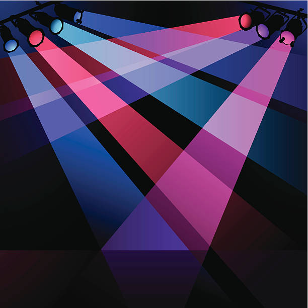 Stage Lights Colorful lights illuminating a stage. spotlight vector stock illustrations