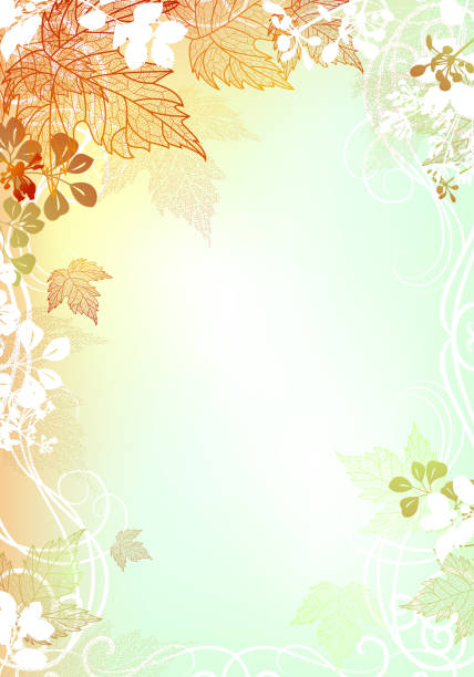 Illustrated autumn leaf border background vector art illustration