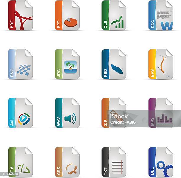 Silky Icons Set Filetypes Stock Illustration - Download Image Now - Archives, Clip Art, Computer Software