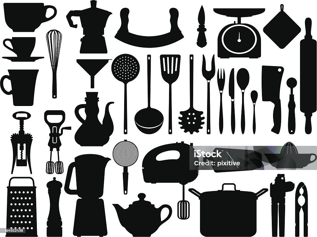 Kitchen tools Silhouetten - Lizenzfrei Pfeffermühle Vektorgrafik