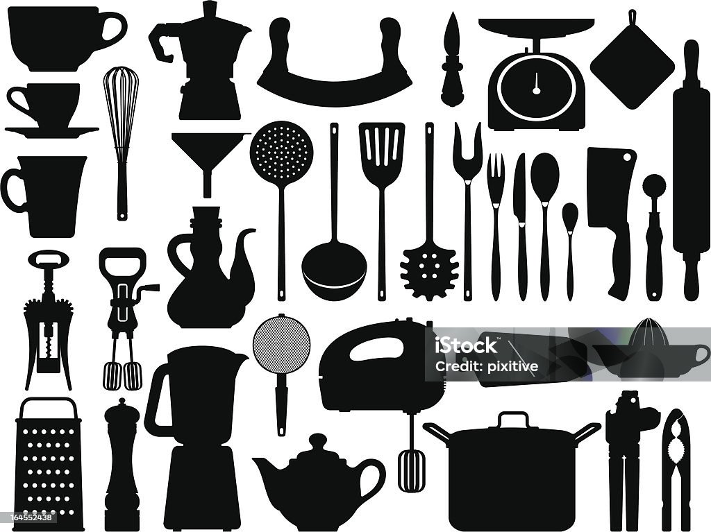 Kuchnia narzędzia sylwetki - Grafika wektorowa royalty-free (Młynek do pieprzu)