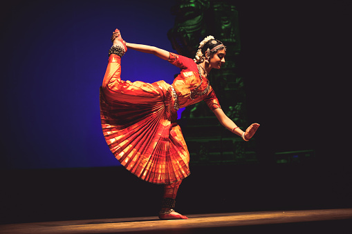 Difficult bharatanatyam poses by talented dancer and popular classical dance form in south india