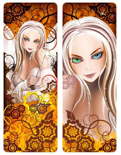 Vector illustration of Beautiful elf enchantress