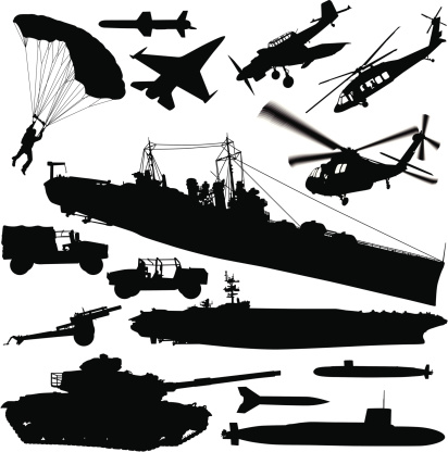 A large collection of modern warfare silhouettes.