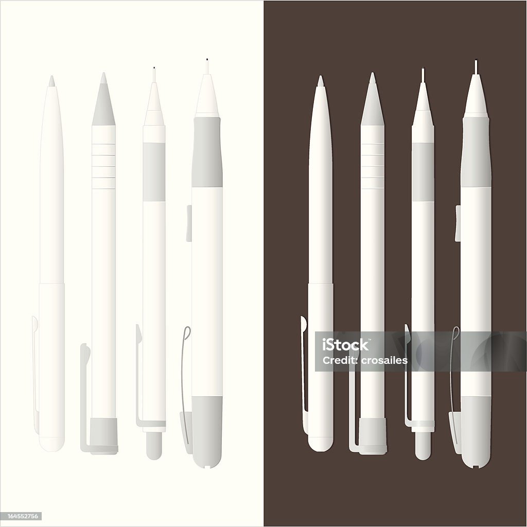 Подробные белый ручки и карандаши Mechanical - Векторная графика Machinery роялти-фри