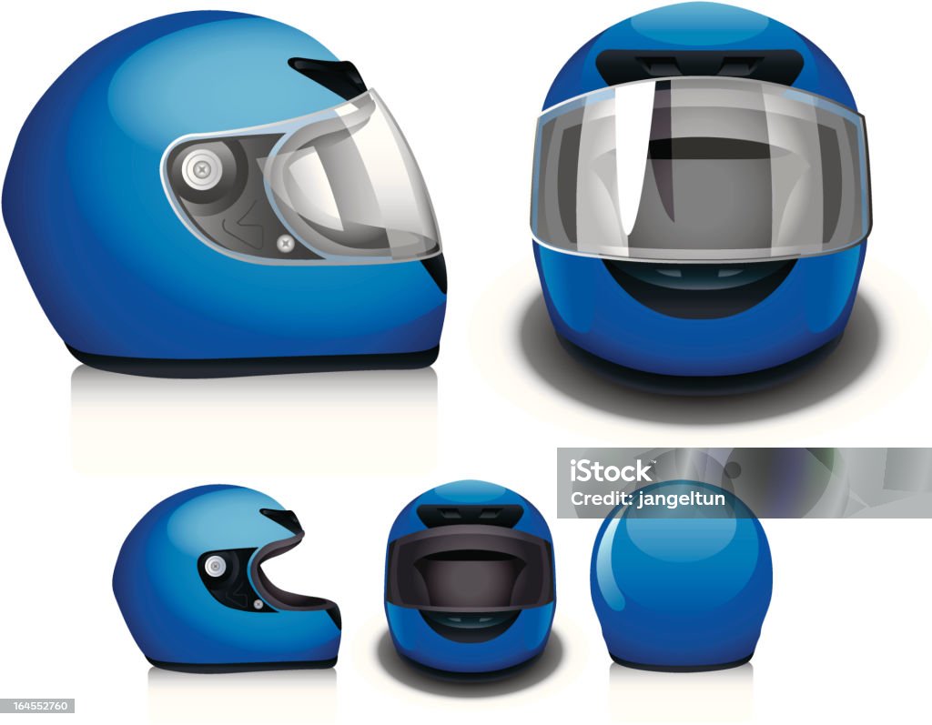 Motorcycle helmet "Side, front, and back view of a motorcycle helmet." Helmet stock vector