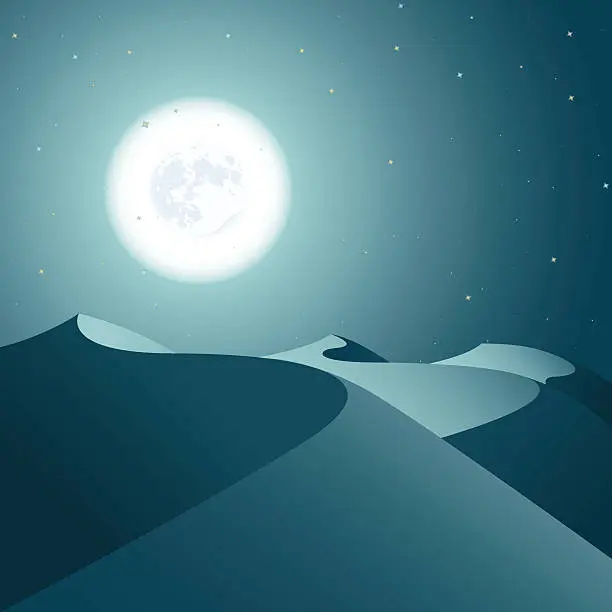 Vector illustration of Night Desert