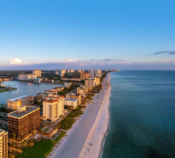 istock Aerial drone photo Naples Vanderbilt Beach Florida, at sunset 1645530462
