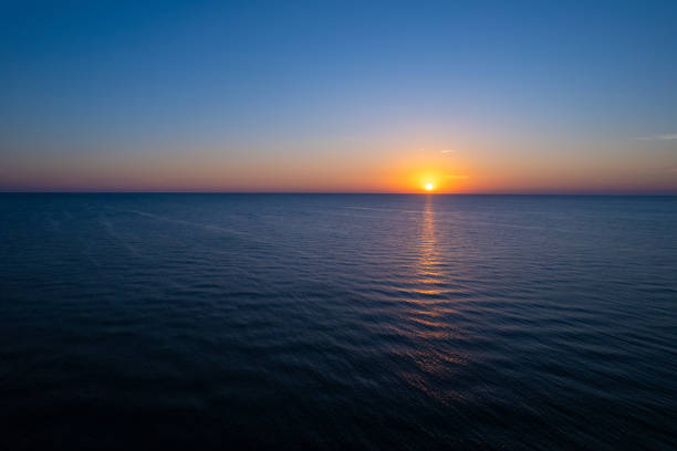 Aerial drone photo Naples Beach Florida, at sunset