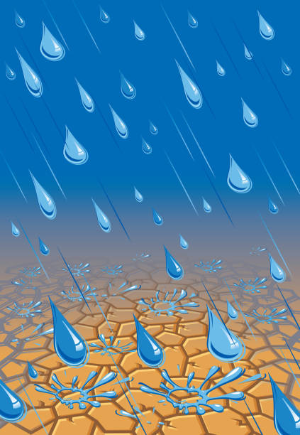 дождь после засухи - desert dry land drought stock illustrations