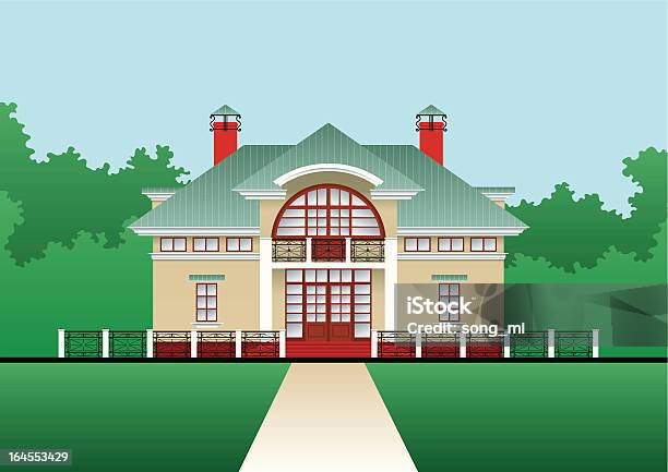 Mansion Stock Illustration - Download Image Now - Colonial Style, Rooftop, Vector