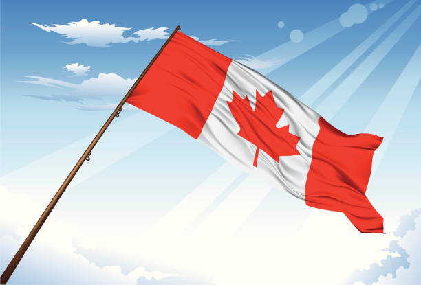 ilustraciones, imágenes clip art, dibujos animados e iconos de stock de bandera de canadá - diminishing perspective travel locations nature business