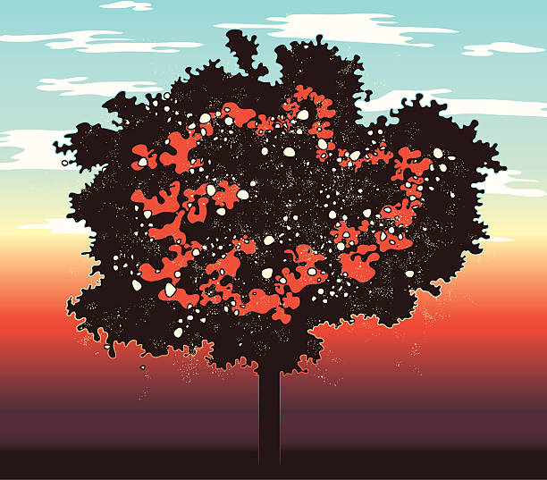 red abstract tree vector art illustration