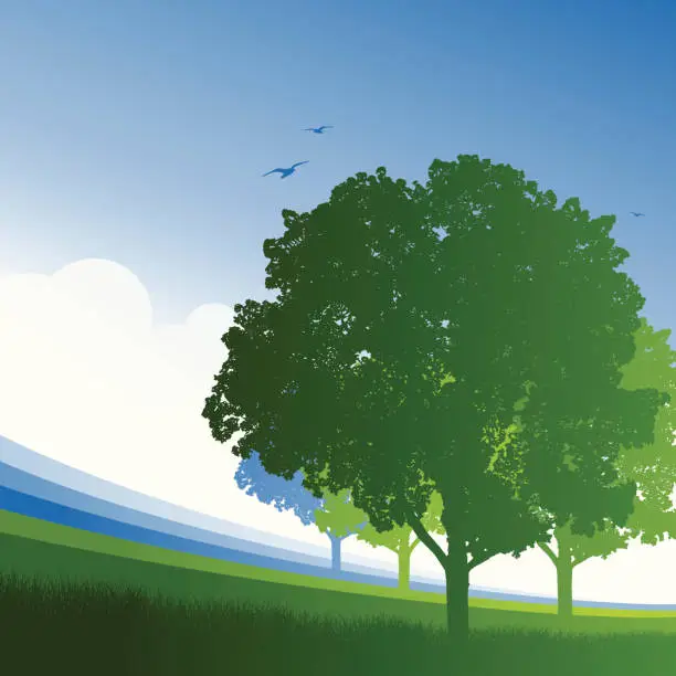 Vector illustration of Green Tree Background